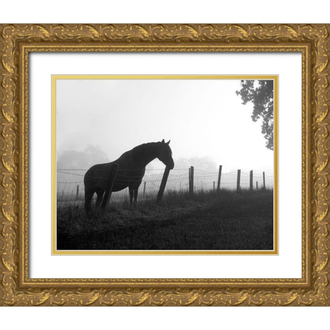 Morning Pasture Gold Ornate Wood Framed Art Print with Double Matting by Anonymous