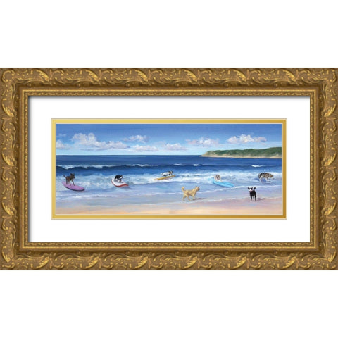 Hot Dogs Surf Gold Ornate Wood Framed Art Print with Double Matting by Saxe, Carol