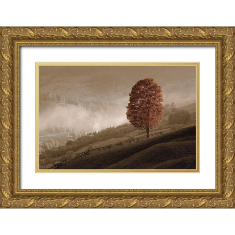 Lovely Mountain Tree Gold Ornate Wood Framed Art Print with Double Matting by Kotenko, O.