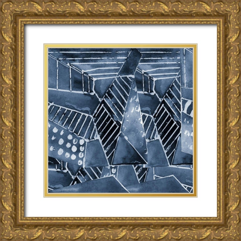 Geometric Abstract Gold Ornate Wood Framed Art Print with Double Matting by Anonymous