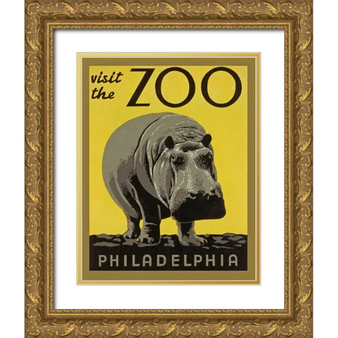 Philadelphia Zoo Gold Ornate Wood Framed Art Print with Double Matting by Anonymous