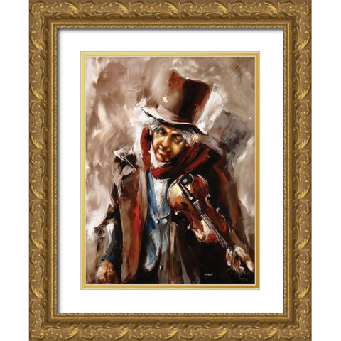 The Fiddler Gold Ornate Wood Framed Art Print with Double Matting by Sipos, Judit