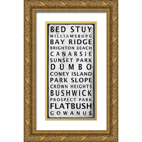 BROOKLYN Districts Sign Gold Ornate Wood Framed Art Print with Double Matting by Anonymous