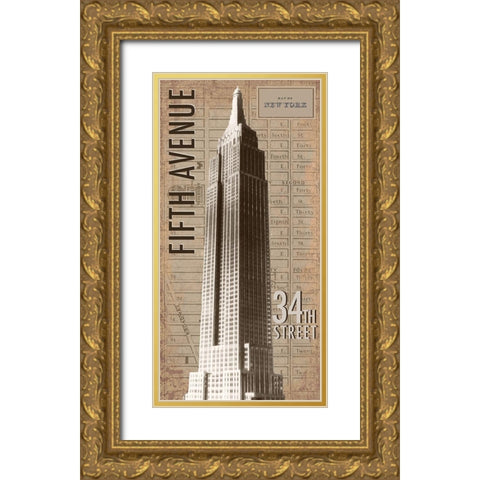 Empire State Gold Ornate Wood Framed Art Print with Double Matting by Anonymous