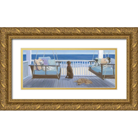 Swing Tails Gold Ornate Wood Framed Art Print with Double Matting by Saxe, Carol