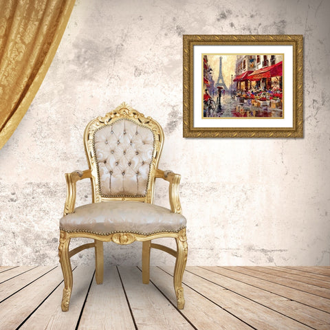 Paris, painting Gold Ornate Wood Framed Art Print with Double Matting by Anonymous