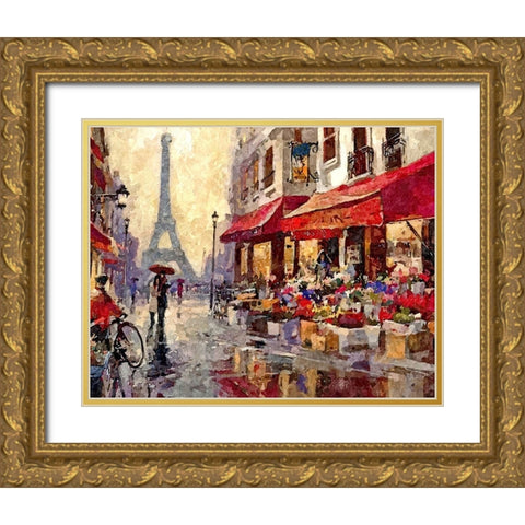 Paris, painting Gold Ornate Wood Framed Art Print with Double Matting by Anonymous