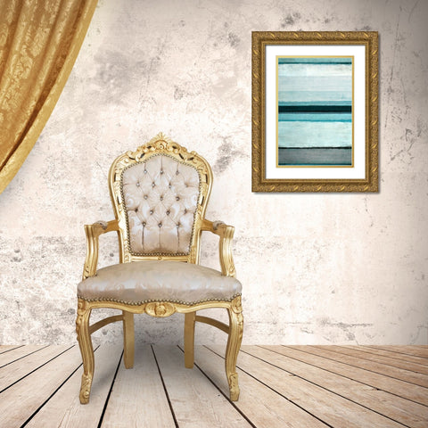 Abstract Stripes Gold Ornate Wood Framed Art Print with Double Matting by Tice, Carollynn