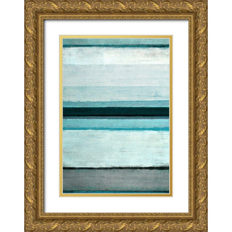 Abstract Stripes Gold Ornate Wood Framed Art Print with Double Matting by Tice, Carollynn
