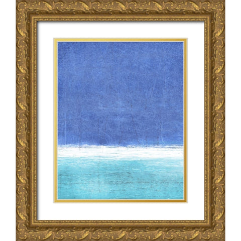 Blue Fields Abstract Gold Ornate Wood Framed Art Print with Double Matting by Tice, Carollynn