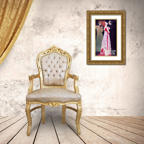 Sogno dun Valzer Gold Ornate Wood Framed Art Print with Double Matting by Metlicovitz, Leopoldo