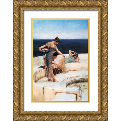 Silver Favourites Gold Ornate Wood Framed Art Print with Double Matting by Alma-Tadema, Sir Lawrence
