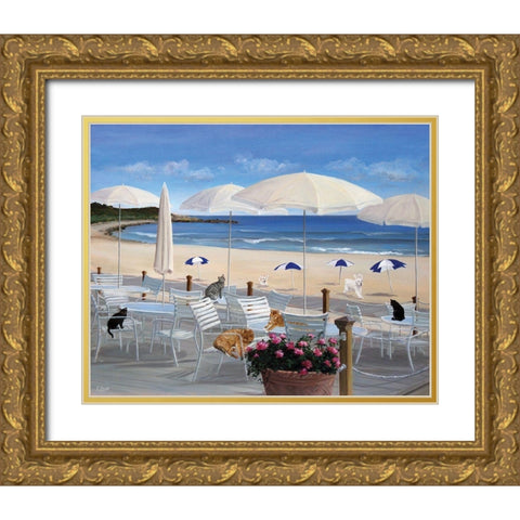 Beach Club Deck 2 Gold Ornate Wood Framed Art Print with Double Matting by Saxe, Carol