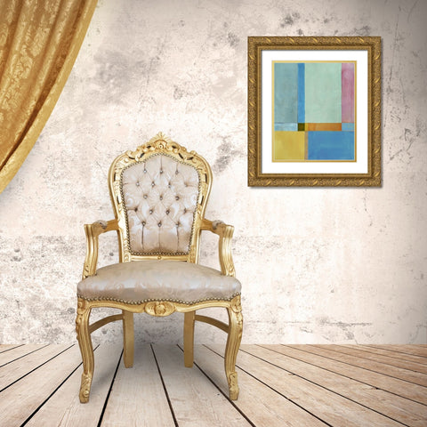 Geometric Watercolor Gold Ornate Wood Framed Art Print with Double Matting by Anonymous