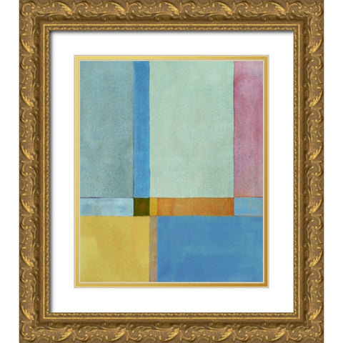 Geometric Watercolor Gold Ornate Wood Framed Art Print with Double Matting by Anonymous