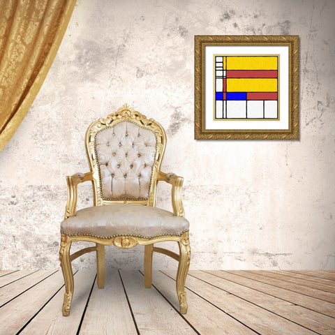 Abstract Modern in Mondrian Style Gold Ornate Wood Framed Art Print with Double Matting by Mcaulay, Anthony