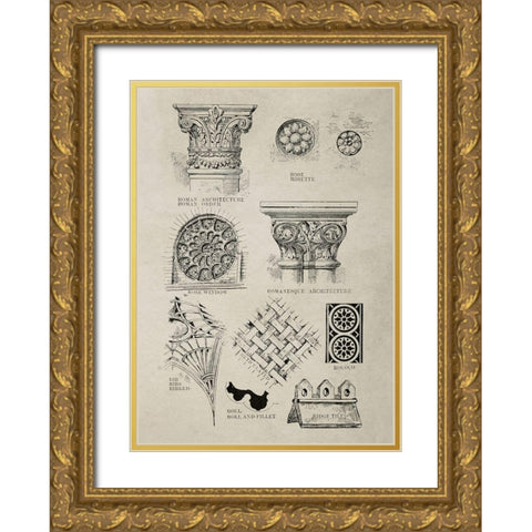 Glossary of Architectural Details Gold Ornate Wood Framed Art Print with Double Matting by Anonymous