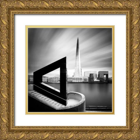 The Shard From Across the Thames Gold Ornate Wood Framed Art Print with Double Matting by Marekkijevsky