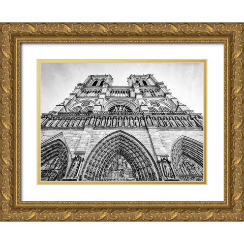 Notre Dame, Paris Gold Ornate Wood Framed Art Print with Double Matting by Baker, Thomas