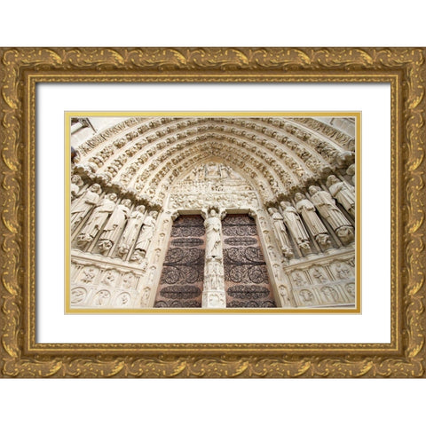 Notre Dame Detail, Paris Gold Ornate Wood Framed Art Print with Double Matting by Byjeng