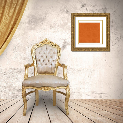 Abstract Orange Gold Ornate Wood Framed Art Print with Double Matting by Inuit
