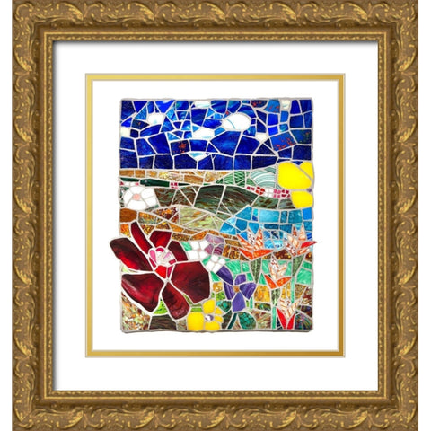 Floral Landscape at Noon Gold Ornate Wood Framed Art Print with Double Matting by Mandell, Jonathan