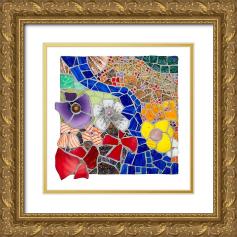 Floral Landscape with Meandering Stream Gold Ornate Wood Framed Art Print with Double Matting by Mandell, Jonathan