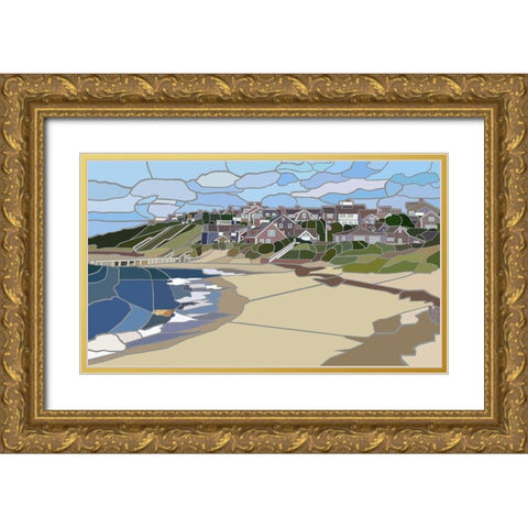 Nantucket Beach Morning Gold Ornate Wood Framed Art Print with Double Matting by Mandell, Jonathan