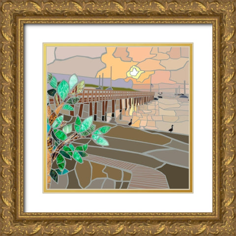 Nantucket in the Evening Gold Ornate Wood Framed Art Print with Double Matting by Mandell, Jonathan
