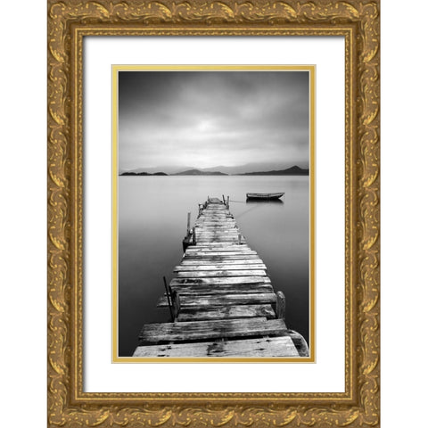 Peaceful Pier Gold Ornate Wood Framed Art Print with Double Matting by Anonymous
