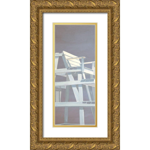 Life Guard Stand (grey) Gold Ornate Wood Framed Art Print with Double Matting by Saxe, Carol