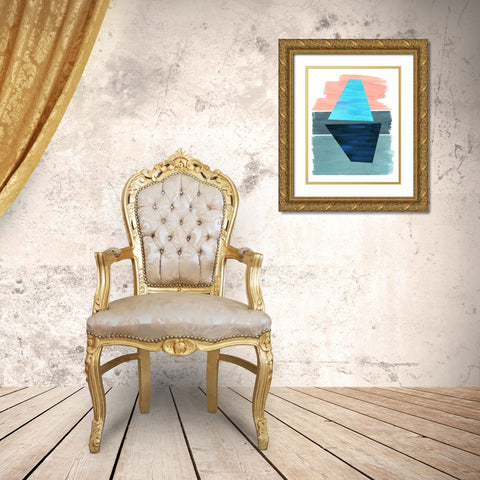 Aquarelle Cone Shapes Gold Ornate Wood Framed Art Print with Double Matting by Inuit