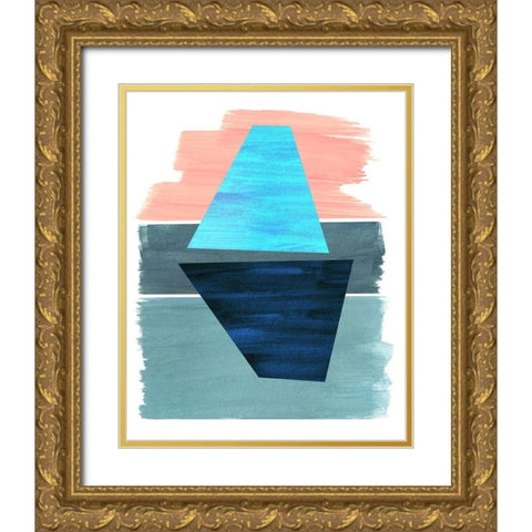 Aquarelle Cone Shapes Gold Ornate Wood Framed Art Print with Double Matting by Inuit