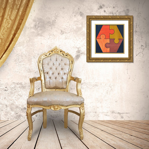 Patterned Hexagon Gold Ornate Wood Framed Art Print with Double Matting by Inuit