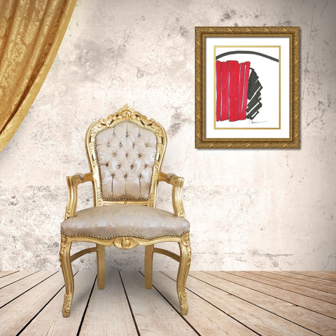 Red and Black Abstract Gold Ornate Wood Framed Art Print with Double Matting by Carroccio, Lisa