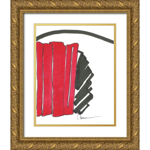 Red and Black Abstract Gold Ornate Wood Framed Art Print with Double Matting by Carroccio, Lisa
