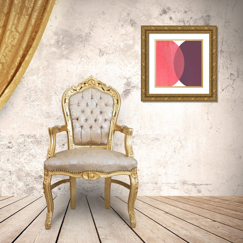 Abstract Circles Red Gold Ornate Wood Framed Art Print with Double Matting by Inuit