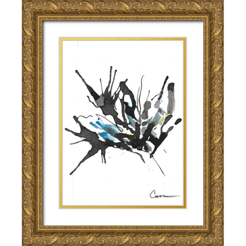 Flower Abstract Gold Ornate Wood Framed Art Print with Double Matting by Carroccio, Lisa