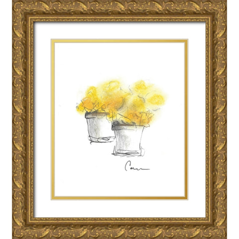 Flower Pot Duo Gold Ornate Wood Framed Art Print with Double Matting by Carroccio, Lisa