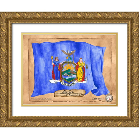 New York-Solo with background Gold Ornate Wood Framed Art Print with Double Matting by Alexander, Natalie