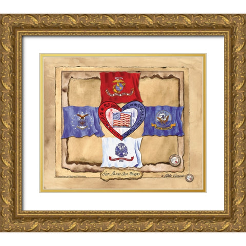 God Bless Our Troops Gold Ornate Wood Framed Art Print with Double Matting by Alexander, Natalie