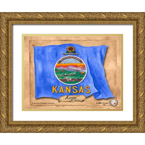 Kansas-Solo with background Gold Ornate Wood Framed Art Print with Double Matting by Alexander, Natalie