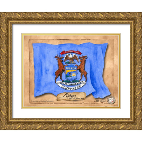 Michigan-Solo with background Gold Ornate Wood Framed Art Print with Double Matting by Alexander, Natalie