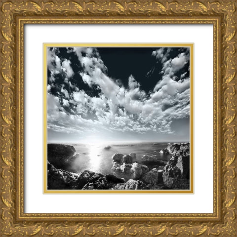 Ocean Seaside II Gold Ornate Wood Framed Art Print with Double Matting by Anonymous