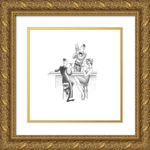 Lets Do Cocktails Gold Ornate Wood Framed Art Print with Double Matting by Vilar, Roger