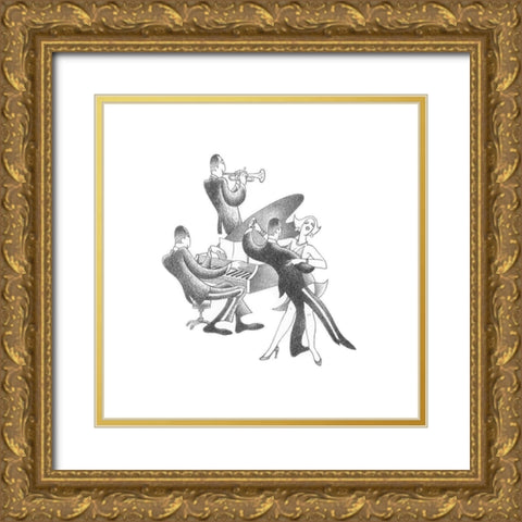 Lets Dance Gold Ornate Wood Framed Art Print with Double Matting by Vilar, Roger