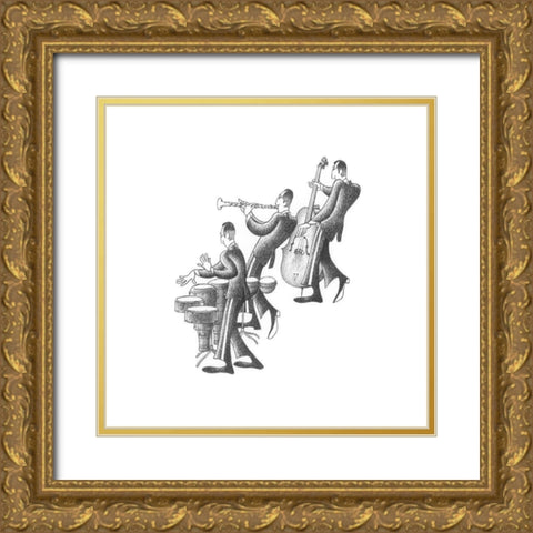 Cuban Trio Gold Ornate Wood Framed Art Print with Double Matting by Vilar, Roger