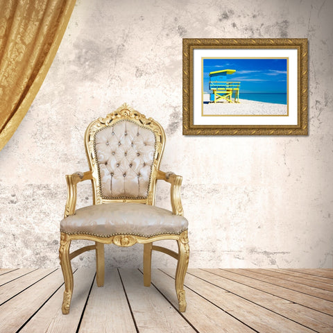 Lifeguard Stand III, Color Gold Ornate Wood Framed Art Print with Double Matting by Anonymous