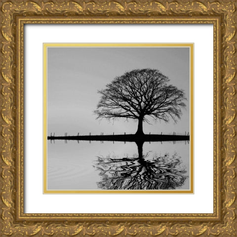 Shimmering Oak Gold Ornate Wood Framed Art Print with Double Matting by Anonymous