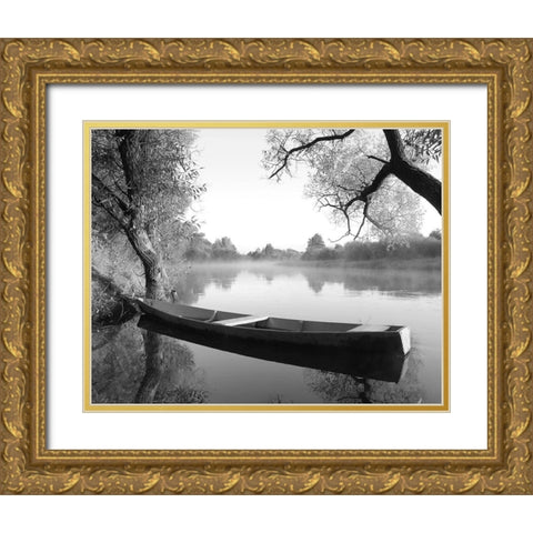 Tranquil Morning Gold Ornate Wood Framed Art Print with Double Matting by Anonymous